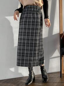 FRIFUL Eo đàn hồi Kẻ sọc Váy - Đen và trắng - Xem 11