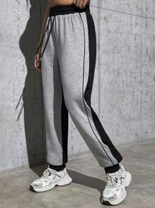 SHEIN Unity 女用撞色邊緣抽繩休閒慢跑褲 - 彩色 - 查看 5