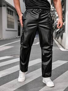 GENTILAND Nam Kích thước lớn Dệt Giải trí Giò thẳng Quần - màu đen - Xem 5