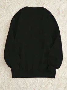 SHEIN Slayr Slogan Graphic Drop Shoulder Sweatshirt - Black - View 2