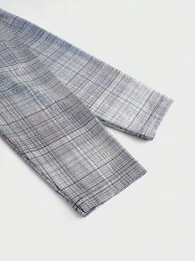 FeverCity 男士圓領格紋雷射印花休閒長袖 T 卹 - 黑色 - 查看 6