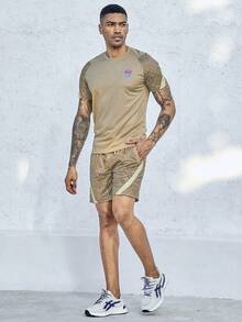 SHEIN Riding 男士字母印花拉幾袖籃球運動套裝球衣 - 彩色 - 查看 4