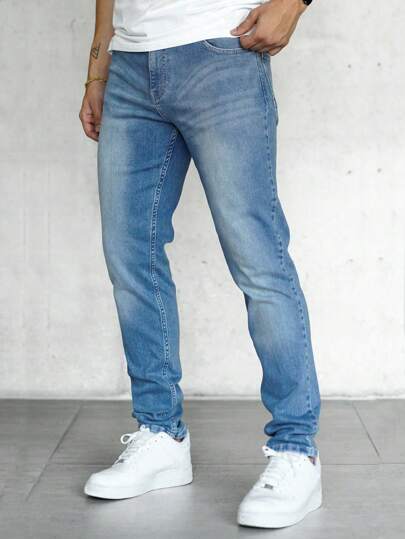 男士斜口袋牛仔褲