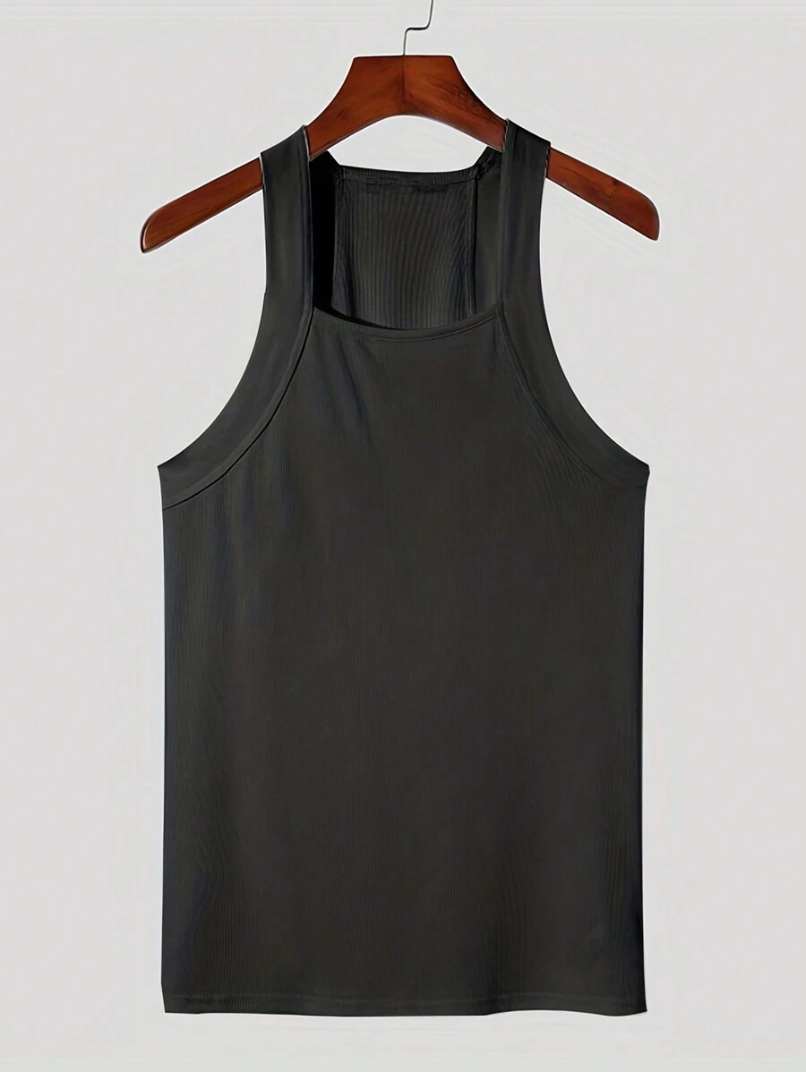 Men's Black Tank Top - Black - View 1