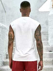 Manfinity Sport Corelite Men's Letter Printed Sports Tank Top Workout Tops - White - View 2