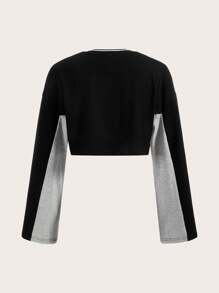 SHEIN ICON In thư Khối màu Áo thun - Màu Xám nhạt - Xem 2