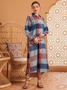 Seusyu Women's Plaid Shirt Dress Fall Cloth For Women - Multicolor - View 4