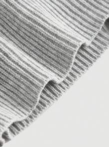 SHEIN MOD Knitted Top With 3d Flower Decoration & Stand Collar - Grey - View 4