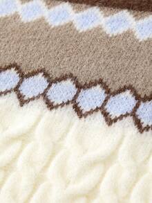 幼兒男童幾何圖案圓領毛衣 - 白色 - 查看 4