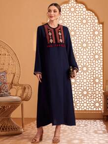 Al Najma 女士幾何圖案波浪袖連衣裙 - 藏蓝色 - 查看 5