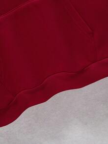 男款卡通印花帶帽長袖套頭衫,附拉緊繩 - 酒紅色 - 查看 5