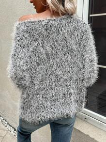 SHEIN LUNE Women's Versatile Street Style Cardigan With Furry Texture