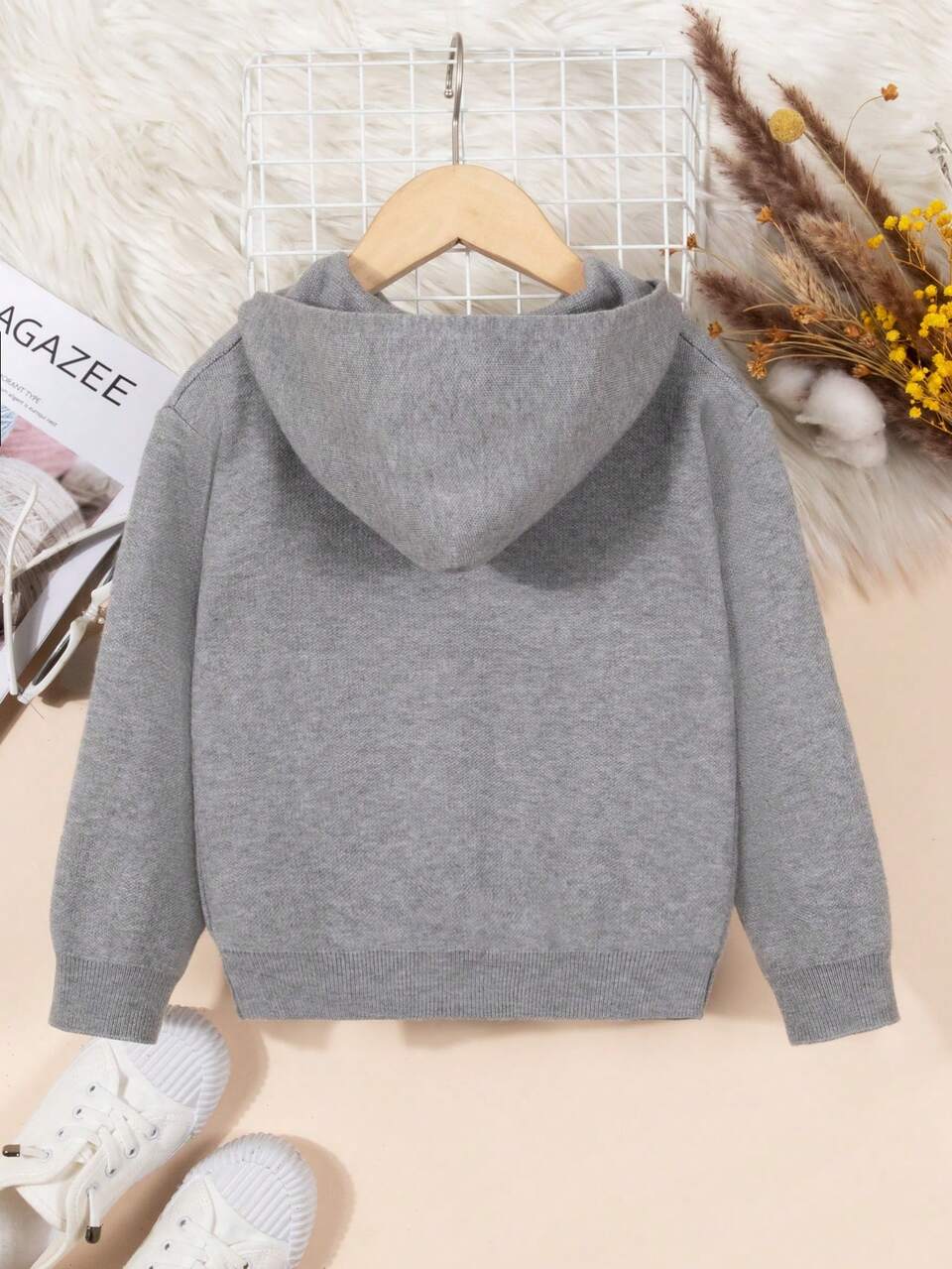 Toddler Boys' Hooded Sweater With Letter Pattern