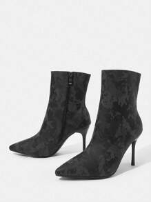 Women's Fashionable Black Pointed Toe Thin High Heeled Boots