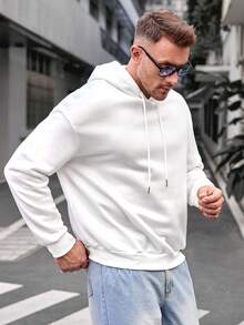 GENTILAND Áo nỉ dệt kim dáng rộng cỡ lớn dành cho nam, có họa tiết và chữ in, thích hợp mặc thường ngày. - trắng - Xem 3