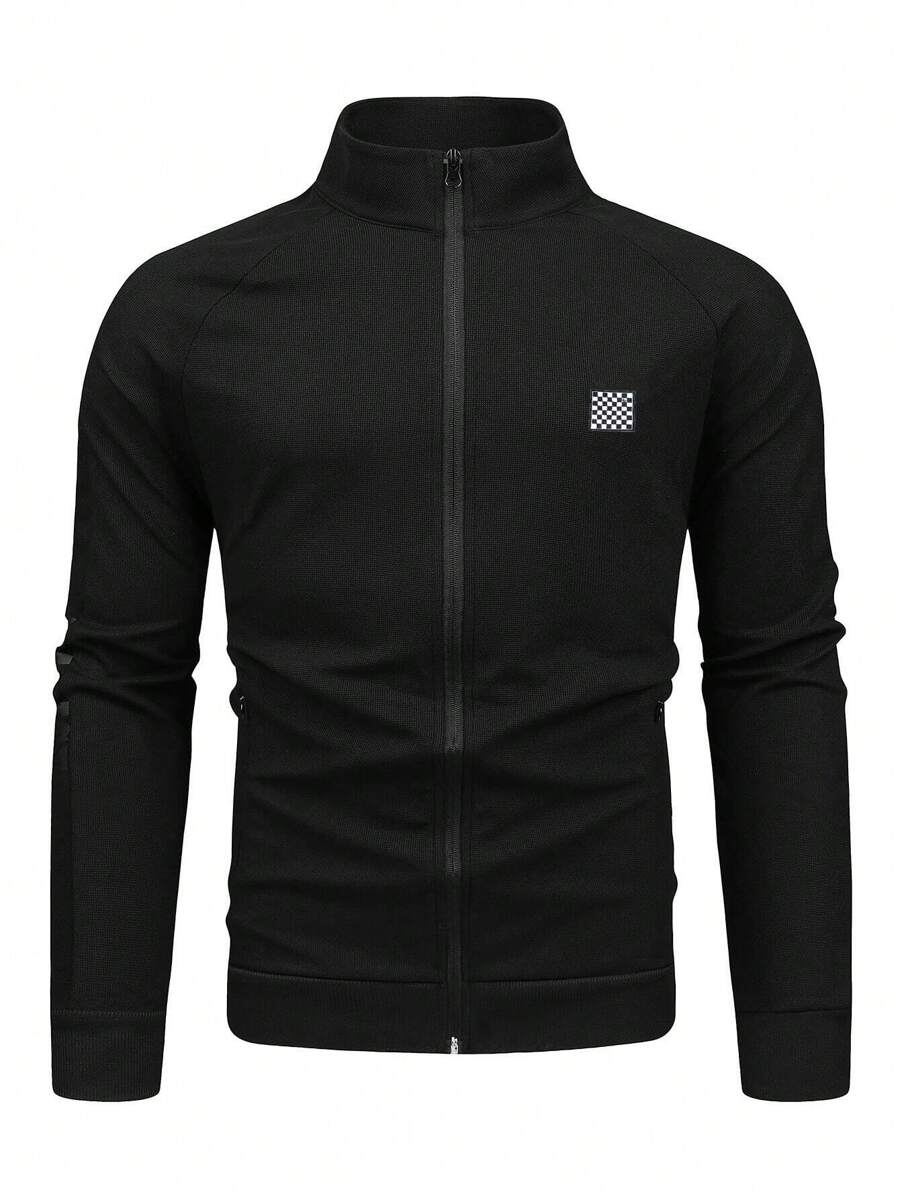 Manfinity Sport Streetwear Men'S Raglan Sleeve Sports Jacket Workout Tops Sports Jacket - Black - View 1