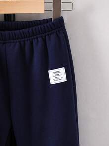 SHEIN Bé trai Vá lại Lá thư Đính đá Bộ - Màu xanh hải quân - Xem 6
