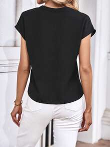 SHEIN Clasi 女士幾何圖案襯衫,有翻領設計 - 紅色 - 查看 2