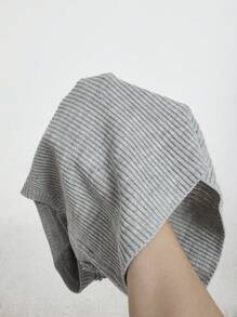 SHEIN MOD Knitted Top With 3d Flower Decoration & Stand Collar - Grey - View 5