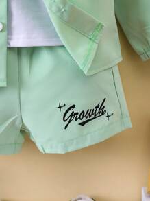 Baby Boys' Hooded Jumpsuit With Text Print - Multicolor - View 7