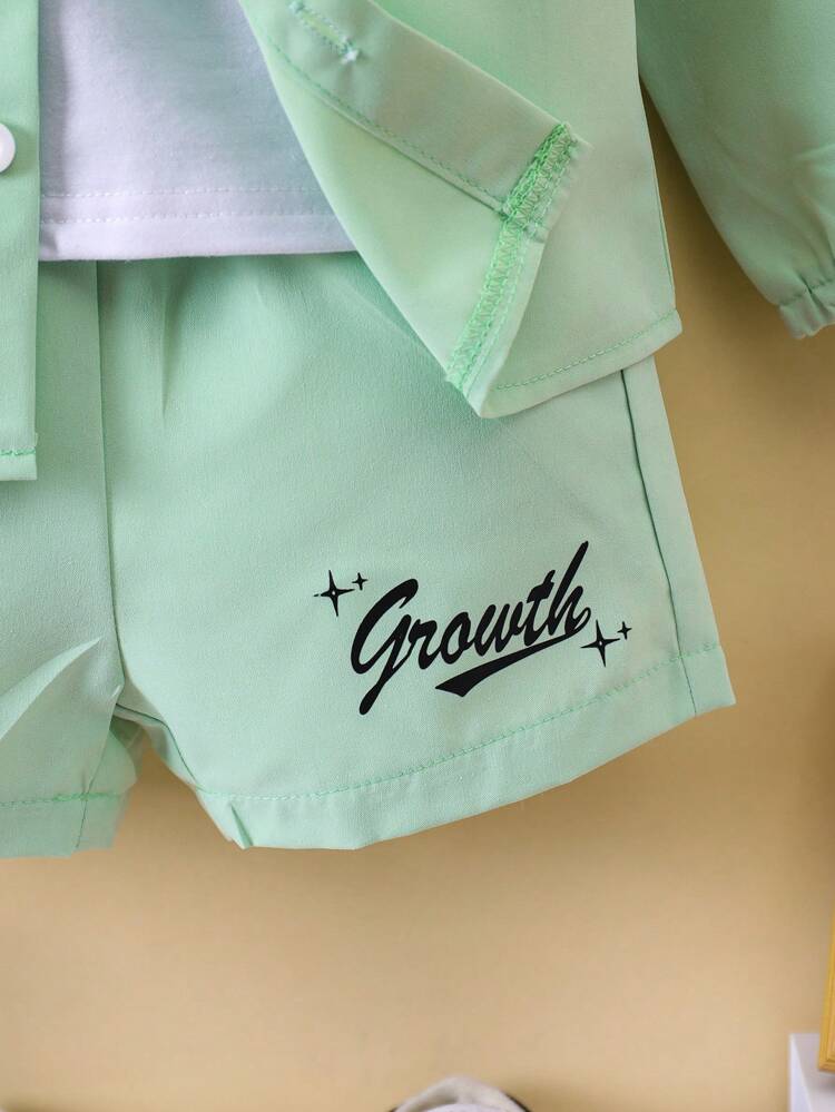 Baby Boys' Hooded Jumpsuit With Text Print