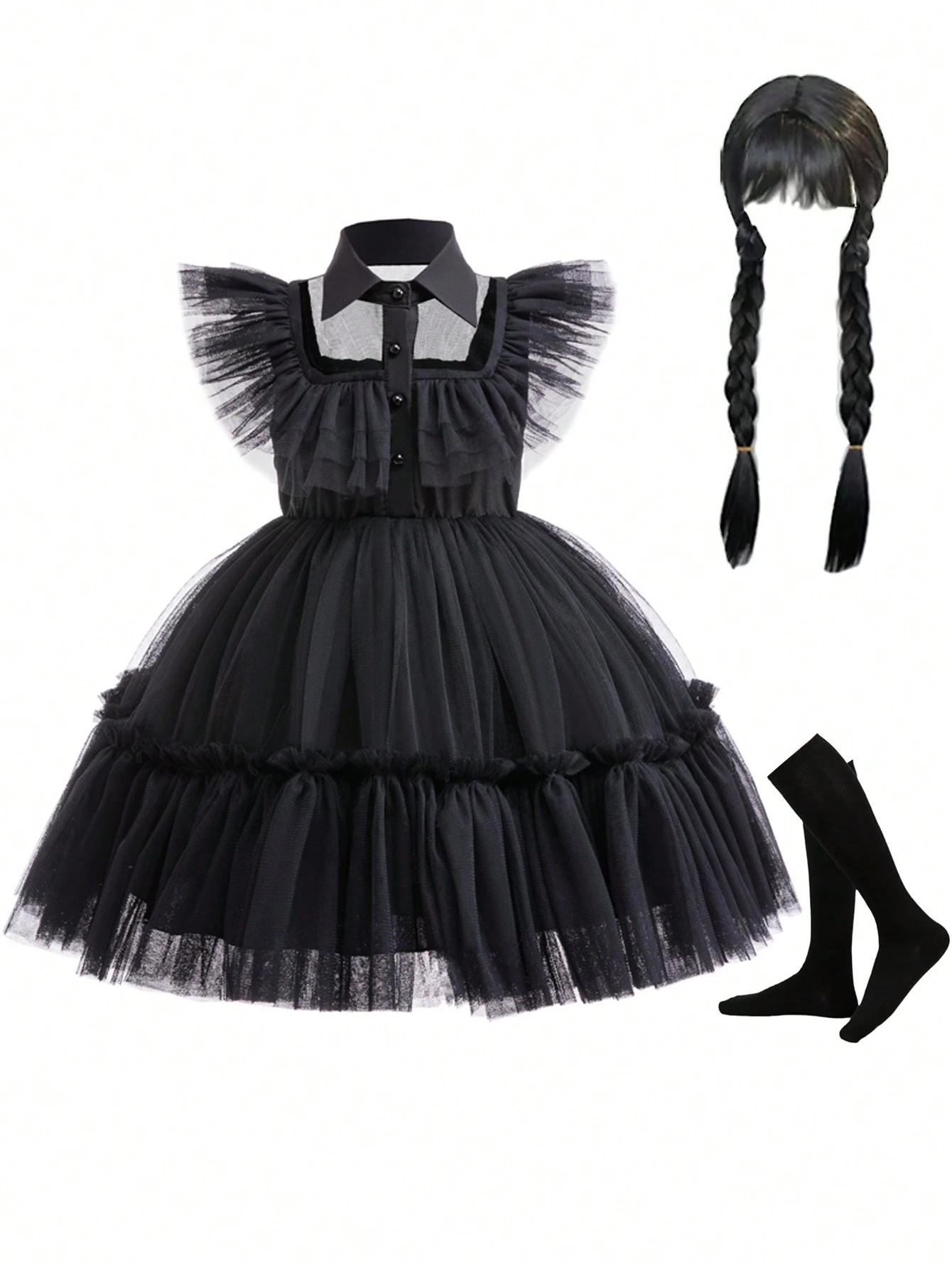 Young Girls Cosplay Cap Sleeve Multilayer Tulle Elegant Birthday Party Dress