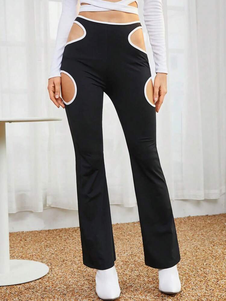 Women's Flared Pants With Hollow Out Design Fall Cloth For Women