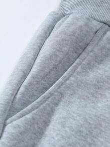 Manfinity Homme Men's Bear Printed Drop Shoulder Hoodie And Sweatpants Set, Men 2 Pieces Sweatsuit Set, Men Jogger Set, Men Casual Two Pieces Set