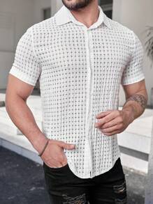 SHEIN Manfinity Homme 男士短袖休閒襯衫 - 白色 - 查看 3