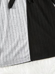 Teen Girls' Color-block Belted Midi Dress - Black - View 7