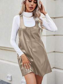 SHEIN LUNE Solid Color Women's Dress - Apricot - View 6