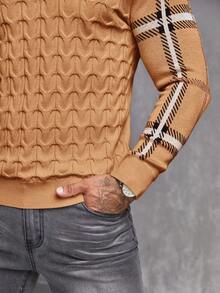 GENTILAND Men's Long Sleeve Round Neck Pullover Sweater - Brown - View 5