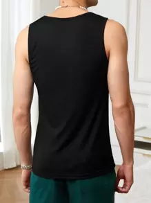 Manfinity Fever City Men's Button Decorated Solid Color Tank Top