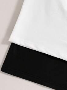 SHEIN 少女款2入組優雅高領T卹 - 黑色 - 查看 4