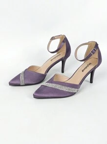 Pointed Toe Stiletto Heels Pumps - Purple - View 5