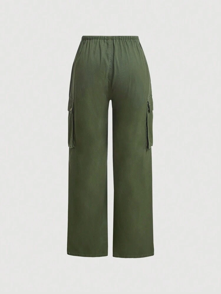 Plus-Size Drawstring Waist Cargo Denim Pants