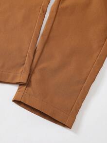 2 件套年轻男童绅士西装正式夹克和裤子，带口袋，秋冬新品 - 棕色 - 查看 5