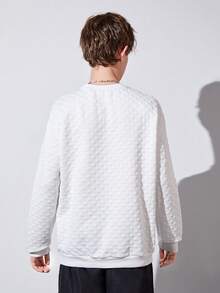 青少年男孩字母補丁細節運動衫無項鏈 - 白色 - 查看 2