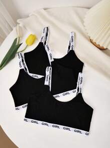 Áo Bra Jacquard Letter Có Dây Cho Nữ (3 Gói) Thể Thao - Nhiều màu - Xem 3