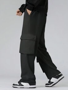 Aesthetic Post 男式鬆身束口工具運動長褲 - 黑色 - 查看 4