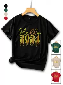 INAWLY 女士字母印花短袖t恤