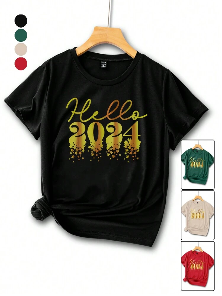 Women's Letter Printed Short Sleeve T-shirt