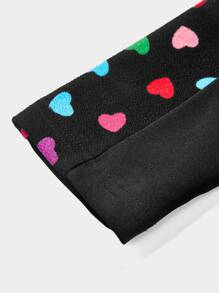 SHEIN LUNE Heart Print Pocket Patched Tee Dress - Black - View 3