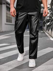 GENTILAND Nam Kích thước lớn Dệt Giải trí Giò thẳng Quần - màu đen - Xem 1