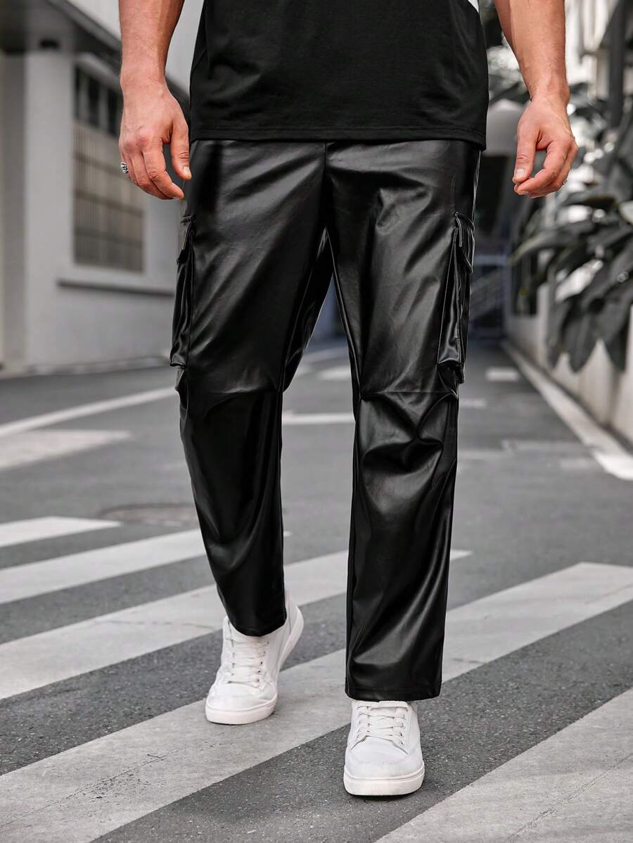 GENTILAND Nam Kích thước lớn Dệt Giải trí Giò thẳng Quần - màu đen - Xem 1