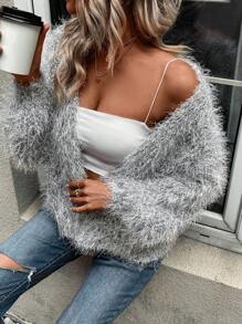 SHEIN LUNE 女士街頭風格多用途毛茸茸開衫衫 - 彩色 - 查看 4