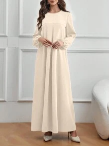 Modelyn 蓬蓬袖女裝連衣裙 - 杏色 - 查看 6