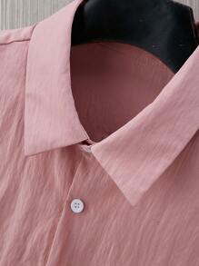 Calvornis Camisa Para Hombre De Manga Larga Abotonada Y De Color Sólido - Rosa - Ver 3