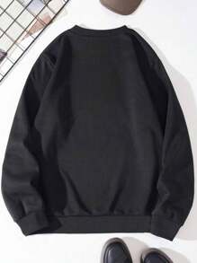 Manfinity RebelGame Men's Cartoon Pattern Round Neck Sweatshirt - Black - View 2