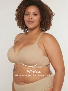 LUVLETTE Plus Wireless Comfortable Must-Haves Push Up T-Shirt Basic Bra